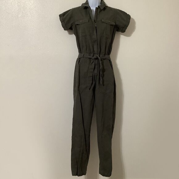 The Normal Brand Grunge Gorpcore Cotton Military Green Utility Jumpsuit XS - Picture 1 of 12